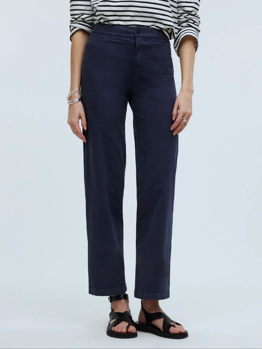 Madewell Emmett Wide Leg Crop Pant Cropped Pants Trousers Ink Navy Blue High 26